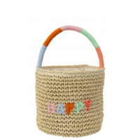 HAPPY Woven Straw Bag By Meri Meri